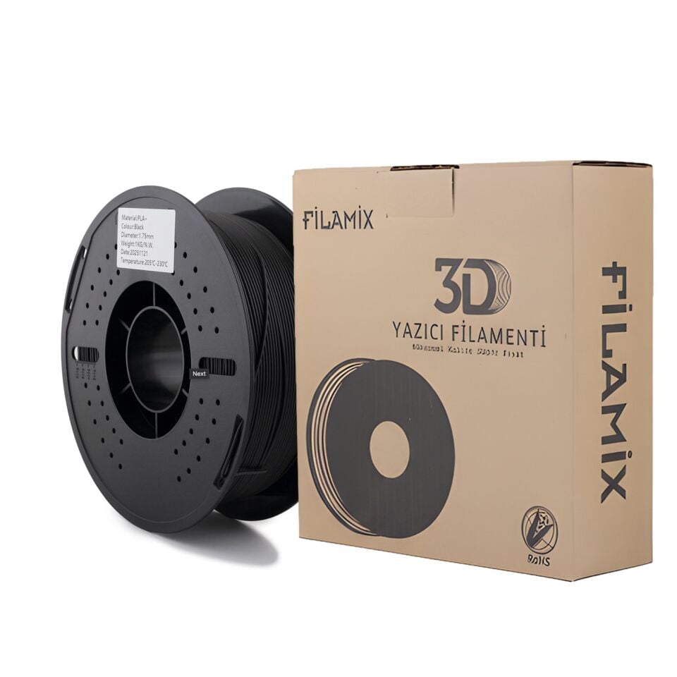 FİLAMİX PLA+ Siyah Filament 1,75mm 1kg - bisiparisver