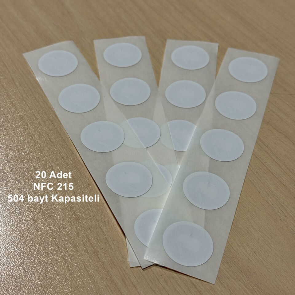 Beyaz NFC Etiket NTAG215 25mm - 20 Adet - bisiparisver