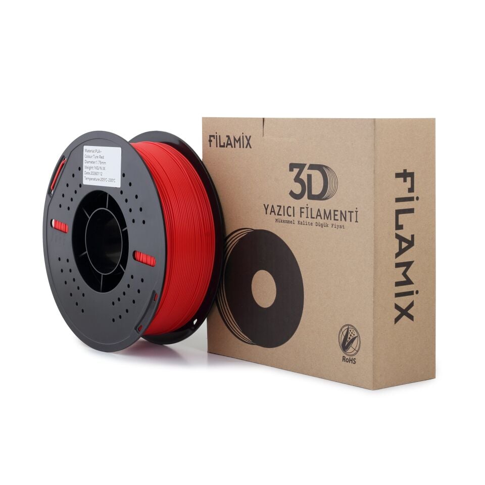 FİLAMİX PLA+ Saf Kırmızı Filament 1,75mm 1kg - bisiparisver