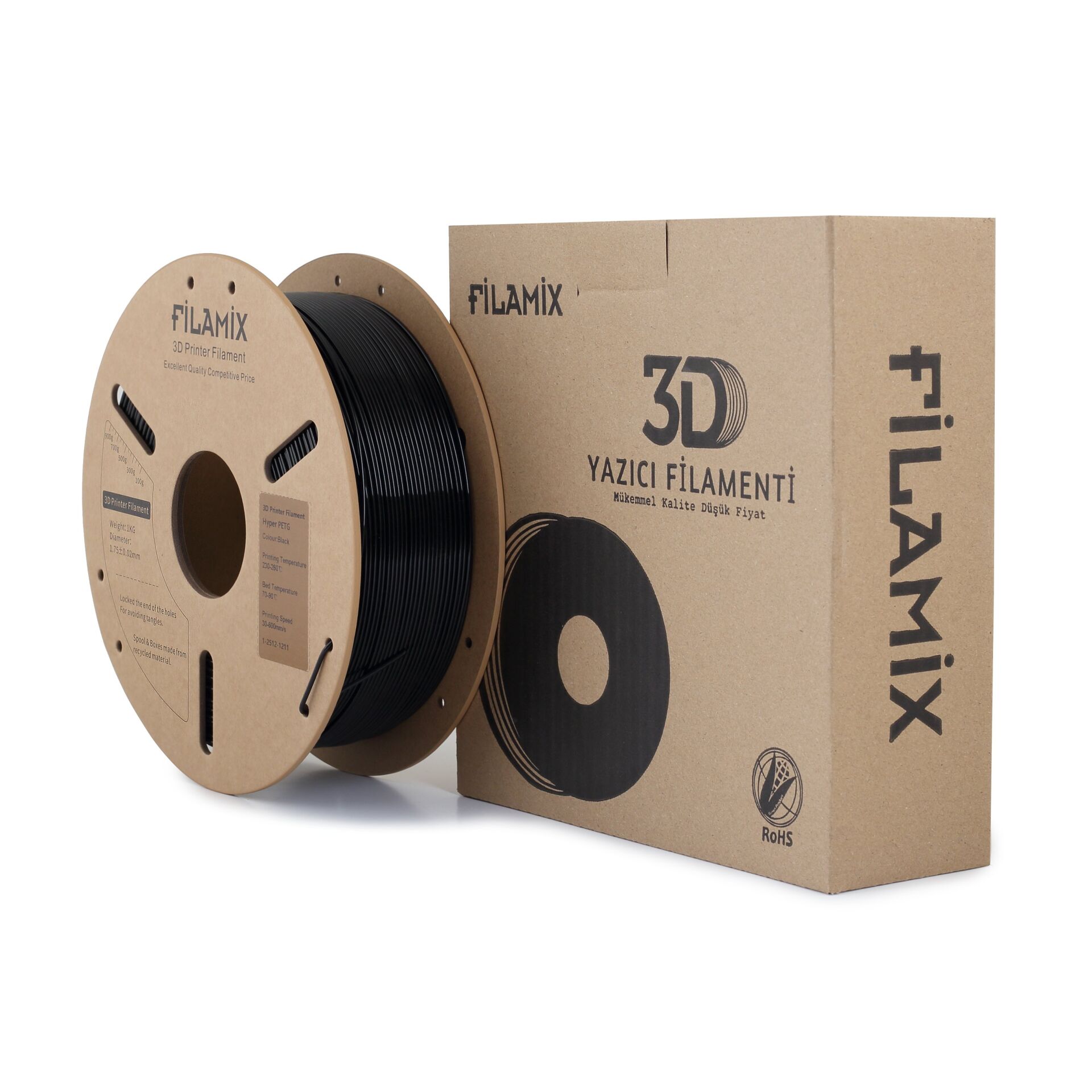 FİLAMİX Hyper PETG Siyah Filament 1,75mm 1kg - bisiparisver