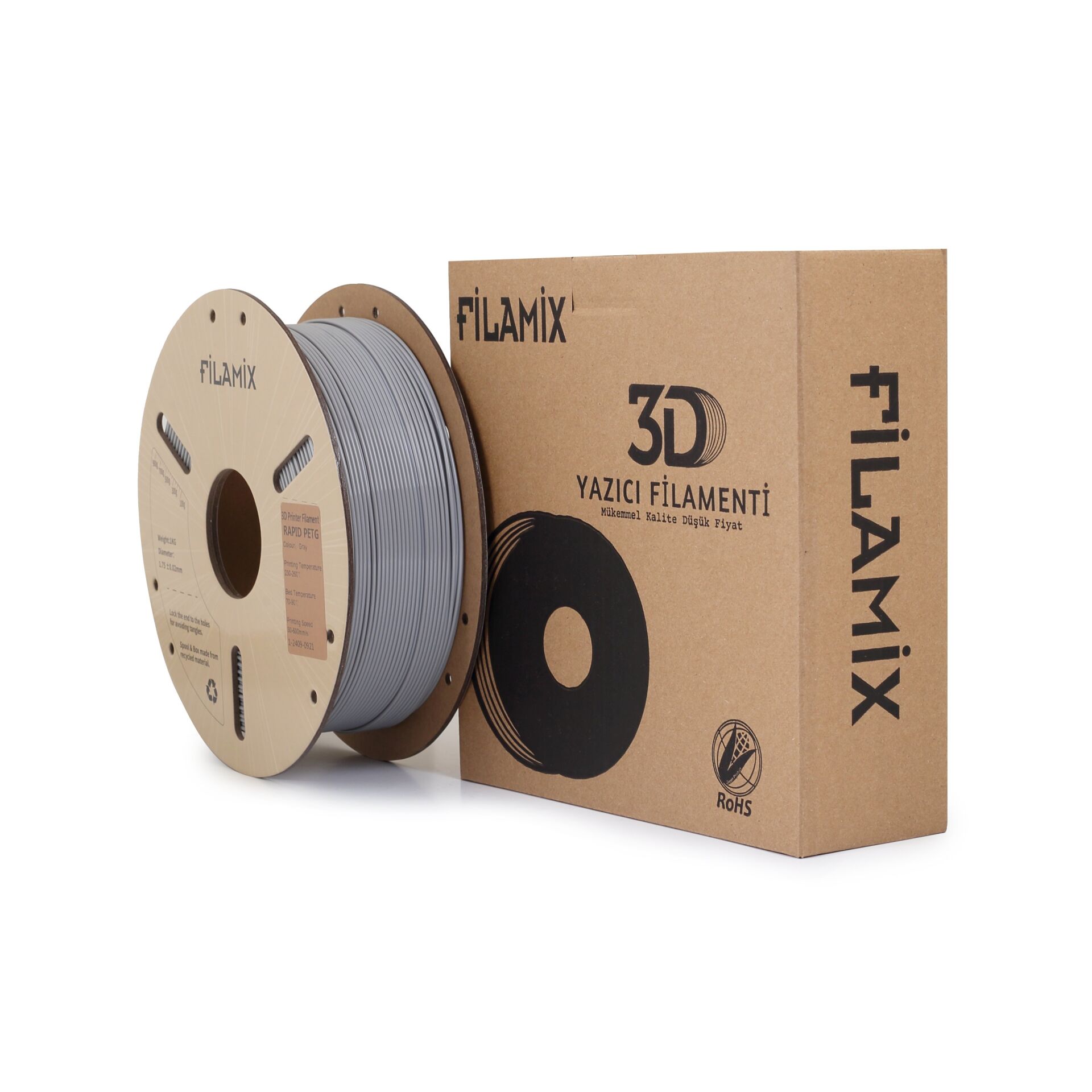 FİLAMİX Hyper PETG Gri Filament 1,75mm 1kg - bisiparisver