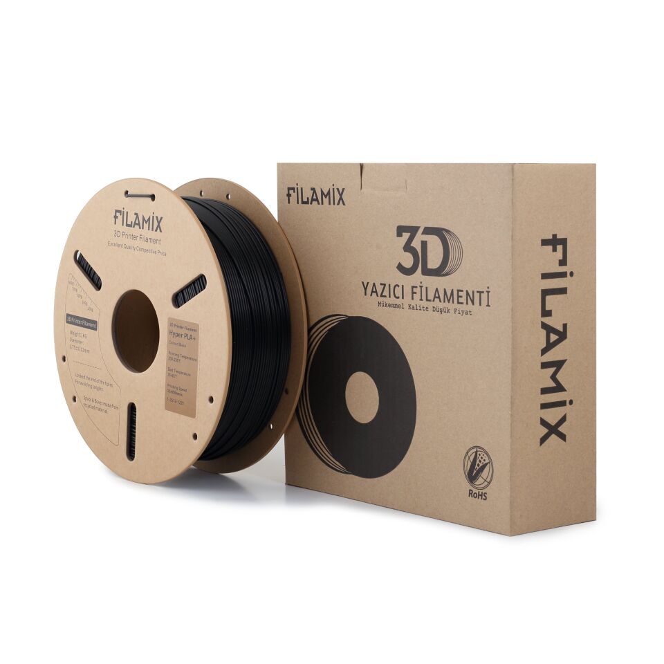 FİLAMİX Hyper PLA+ Siyah Filament 1,75mm 1kg - bisiparisver