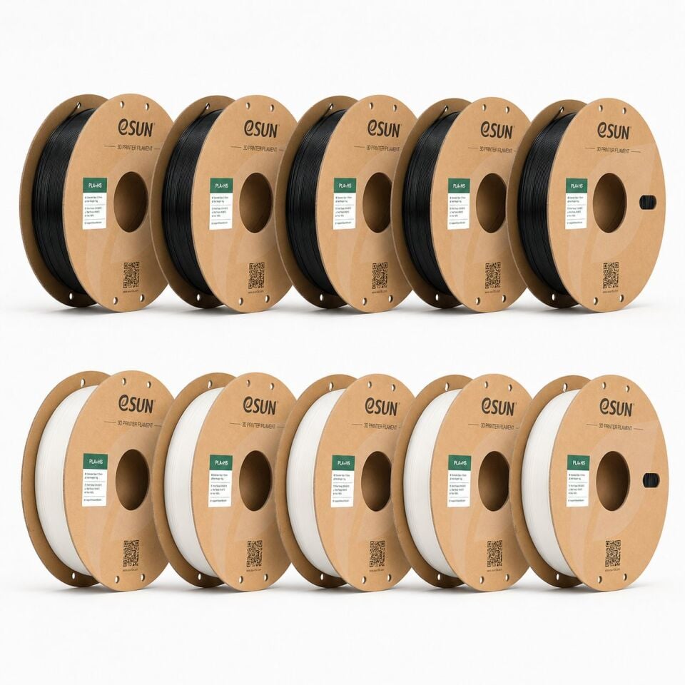eSUN PLA+HS Beyaz / Siyah Filament 10’lu Kutu 1.75 mm 1 kg - 5 Beyaz + 5 Siyah - bisiparisver