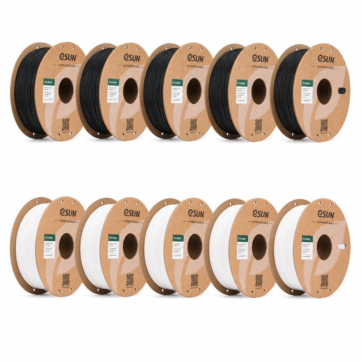 eSUN PLA Basic Beyaz / Siyah Filament 10’lu Kutu 1.75 mm 1 kg - 5 Beyaz + 5 Siyah - bisiparisver